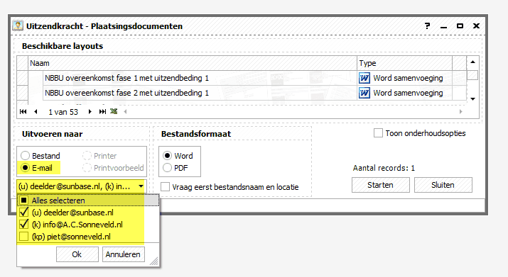 Email bij layouts